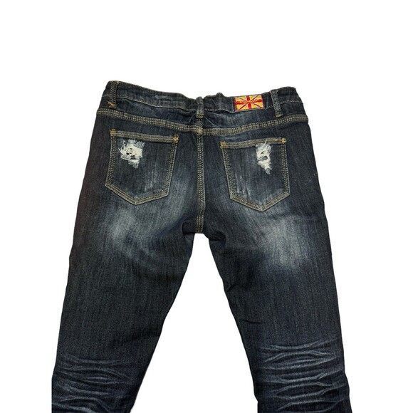 MACHINE POUR NEUF MODE Jeans Distressed Destructed Stretch‎ Size 11 Juniors - Picture 11 of 13